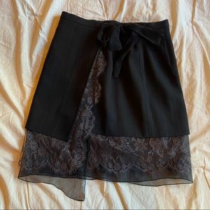 Black mini skirt with lace hang over
